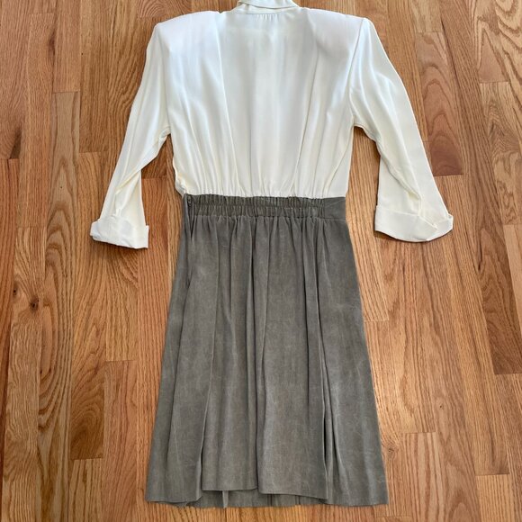 Vtg 90s Dawn Joy Floral Lace Vest Dress Set Sage Green Cream Size 6 Cottagecore - Picture 9 of 16